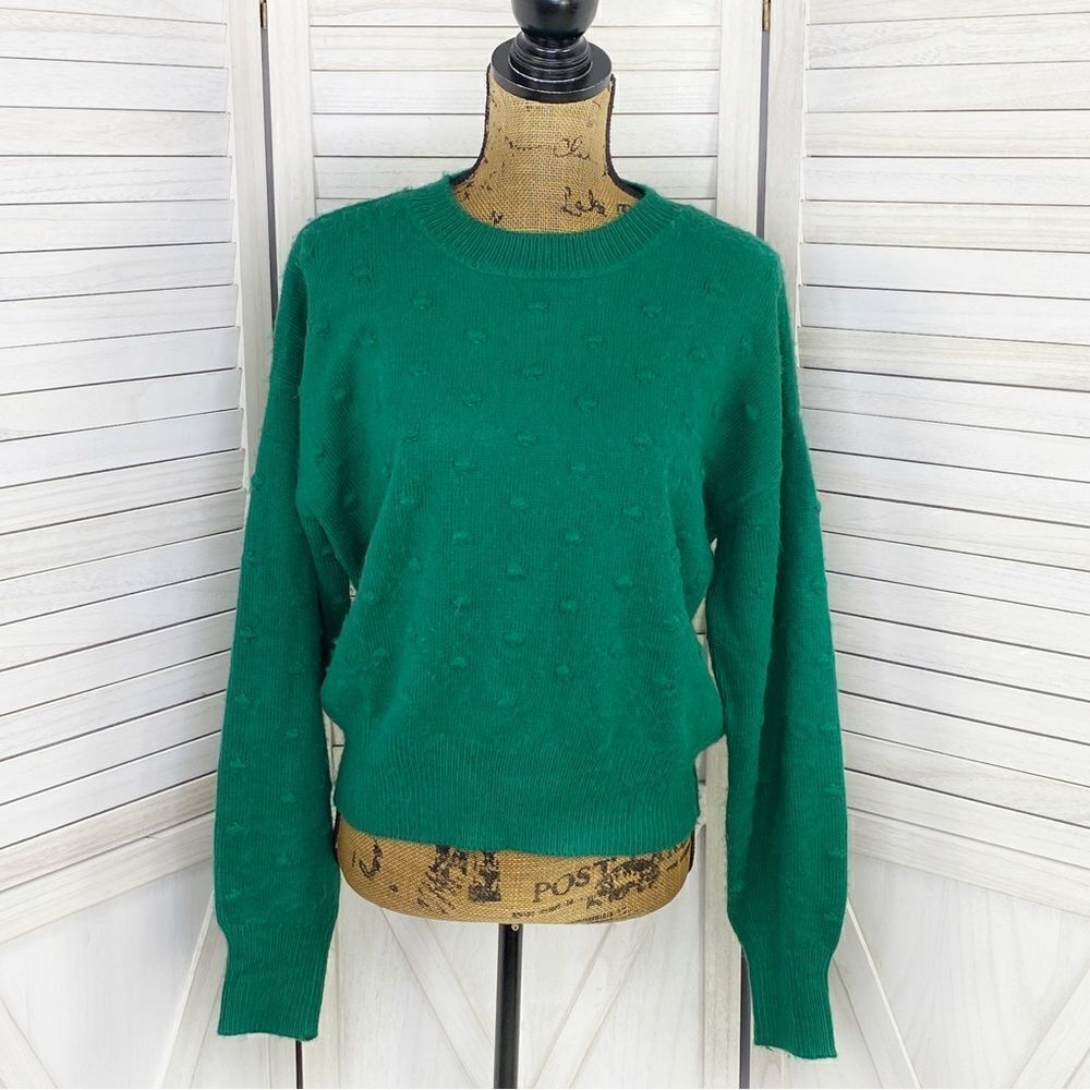 Vylette Bauble Stich Crew Neck Crop Sweater‎ Green Juniors Large Pullover